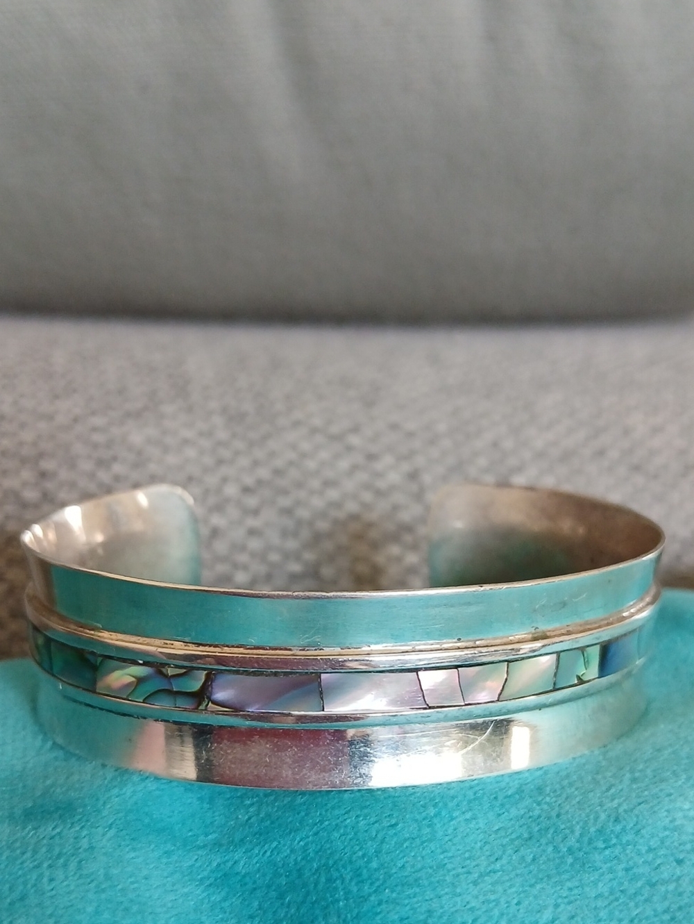 Sterling Silver and  Turquise  Inlay Abalone Cuff Bracelet - Women's Jewelry